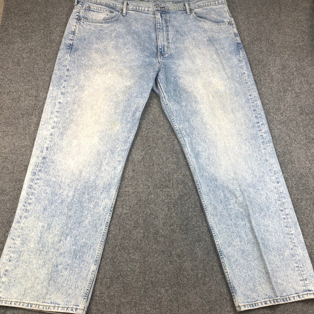 Y2K Levis 550 Relaxed Fit Jeans Mens Size 42x32 Light Wash Acid Wash Denim Blue